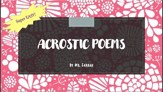 Acrostic Poems  How to write an Acrostic Poem  Poetry  Beginners  ESL [upl. by Gwenni780]