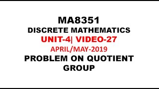 QUOTIENT GROUP IN TAMIL  DISCRETE MATHEMATICS UNIT4 VIDEO27 [upl. by Pearce]