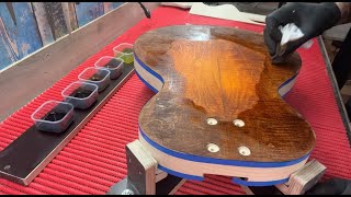 Making Guitar  Applying sealer Sanding Staining Part5 [upl. by Atronna]