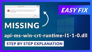 apimswincrtruntimel110dll Missing Error  How to Fix  2 Fixes  2021 [upl. by Walford]