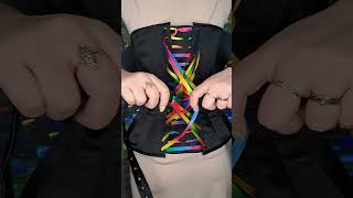 Black overbust corset with rainbow fan lacing [upl. by Plerre750]