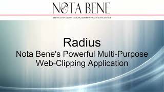 Nota Bene Software Tutorial Radius Web Clipper [upl. by Ekyt]