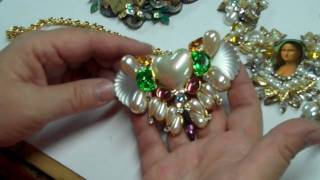 Collaged Jewelry with Brass Stampings and Rhinestones Part One [upl. by Nester]