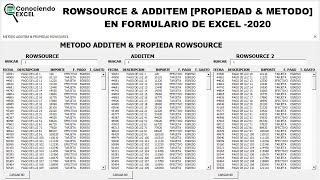 ROWSOURCE amp ADDITEM PROPIEDAD amp METODO EN FORMULARIO DE EXCEL VBA [upl. by Aicilef]