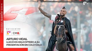 Arturo Vidal llegó en helicóptero a su presentación en ColoColo  Canal 1 [upl. by Ileray383]