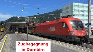 Zugbegegnung Dornbirn Taurus mit Güterzug begegnet VMOBIL 4748 017 ÖBB Cityjet [upl. by Adnilav]