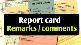 Report Card Remarks  Comments ।। 50 Comments ।। A to C grade Student class 1 to 8 [upl. by Cortie683]