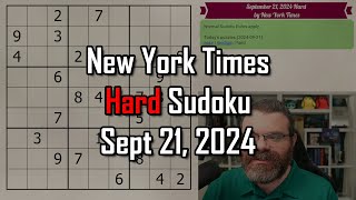 NYT Hard Sudoku Walkthrough  Sept 21 2024 [upl. by Tremaine862]