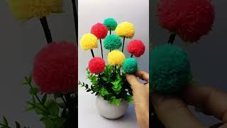 Its so Cute🌸🧶Super Easy Woolen Flower Making 🌸🧶 DIY Amazing Yarn Flowersshots [upl. by Sulrac]