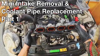 Easy Intake Manifold Removal amp Crossover Pipe Replacement on R56 Mini Cooper S Part1 [upl. by Melborn562]