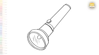 Flash light torch drawing easy  Outline sketches  How to draw Flash light torch simply artjanag [upl. by Ylrebmi977]