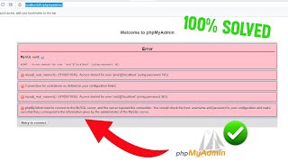 How to fix an error of PhpMyAdmin access denied in xampp mySql  हिंदी [upl. by Roose]