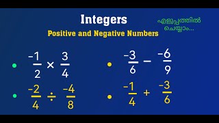 Positive Negative NumbersIntegersAdditionSubtractionMultiplicationDivisionMaths in Malayalam [upl. by Aspa404]