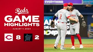 Reds vs Marlins Game Highlights 8624  MLB Highlights [upl. by Asinet]