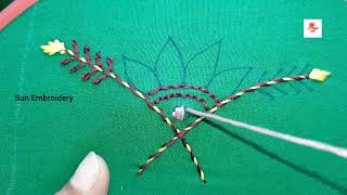 Simple Corner Embroidery for Table Cloth Bed Cover Cushion Cover etc for Beginners SunEmbroidery [upl. by Sil]