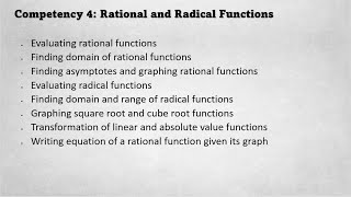 Competency 4  Rational and Radical Functions [upl. by Hobbie283]