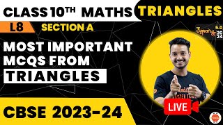 Most Important Questions from Triangles Class 10  NCERT Class 10th Maths Chapter6 MCQs  CBSE 2024 [upl. by Ahsiela]