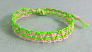 Three Colors Macrame Bracelet Using Basic Knot  Friendship Bracelet Tutorial [upl. by Aixela]