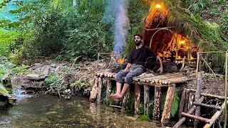 7 Days SOLO SURVIVAL CAMPING In RAIN Forest THUNDER  Building Warm BUSHCRAFT SHELTER  Cooking [upl. by Civ]