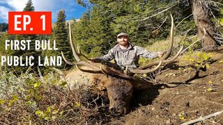 Idaho Rifle Elk Hunt  GIANT FIRST BULL [upl. by Aisylla]