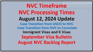 NVC Processing Times As of August 12 2024  September Visa Bulletin  August NVC Backlog Report [upl. by Anrym]