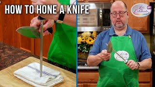 How to Hone a Knife  Honing vs Sharpening  Basic Kitchen Skills [upl. by Jaqitsch]