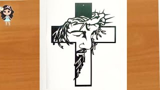 Crucifixion of Jesus drawing easy  Easter drawing  Jesus shadow drawing  How to draw Jesus [upl. by Naples]