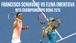 FRANCESCA SCHIAVONE VS ELENA DEMENTIEVA  2010 WTA SONY ERICSSON CHAMPIONSHIPS ROUND ROBIN [upl. by Enirehs]