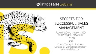 Secrets for Successful Sales Management Webinar  Sandler Training amp Inside Sales [upl. by Hillell]