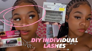 DIY Individual EYELASH EXTENSIONS  at home  💗  HIGHLY REQUESTED [upl. by Fidelas]