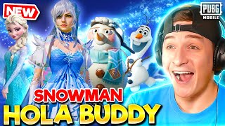 NEW SNOWMAN HOLA BUDDY LUCKY SPIN ELSA AND OLAF IN PUBG MOBILE [upl. by Wera1]