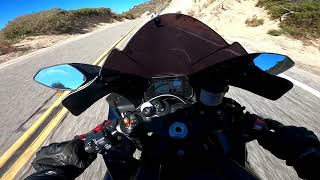 R1 Chases FZ07 and Street Triple  9 Mile to Newcombs Ranch [upl. by Laius706]