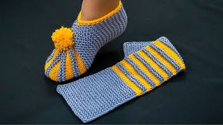 Simple knitted slippers  a detailed tutorial [upl. by Joacima]