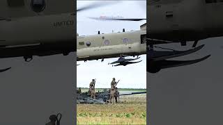 Installing a howitzer onto a CH47 Chinook helicopter usairforce [upl. by Oyek493]