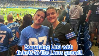 Surprising lina with tickets to the lions game she ruined the surprise not clickbait [upl. by Deegan]