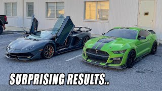 STREETSPEED717S LAMBORGHINI SVJ VS MY SHELBY GT500 RACE [upl. by Chicoine238]