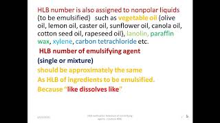 Selection of suitable Emulsifying agent HLB method [upl. by Condon]