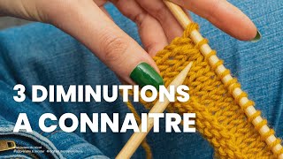 Diminution de base  SSK Surjet simple et surjet double Mes secrets pour tricoter des diminutions [upl. by Marabel]