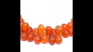 Carnelian Natural Drop Briolette Facet Cut VVS Clarity Sandstone Orange Color Drilled Gemstone [upl. by Dara]