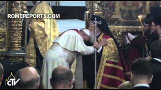 Pope Francis asks Patriarch Bartholomew I to bless him and “the Church of Rome” [upl. by Domel]