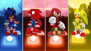 Spider Man Sonic 🆚 Super Sonic 🆚 Sonic Exe 🆚 Knuckles Exe Sonic  Sonic Tiles Hop EDM Rush [upl. by Kwon]