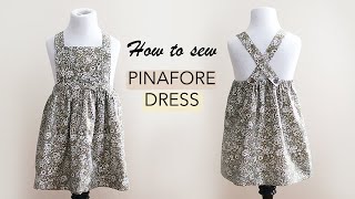 DIY pinafore dress Pinafore tutorial Apron dress 피나포어 드레스ピナフォア・ドレス  How to sew a pinafore dress [upl. by Raskind]