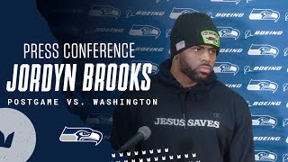 Jordyn Brooks Seahawks Postgame Press Conference  Week 12 vs Washington Football Team [upl. by Ennayhc]