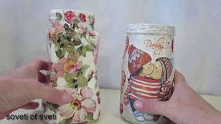 DIYДелаем ВАЗЫ из СТЕКЛЯННЫХ БАНОК своими руками\VASES OF CANS [upl. by Eseryt]