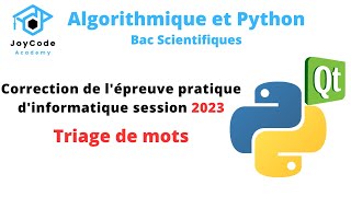 Interface Graphique  Bac Scientifiques épreuve pratique session 2023 Triage de mots [upl. by Cleopatre]