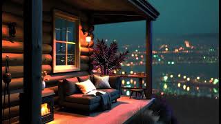 Relax in a Hilltop Cabin While The Rain Falls  Rainfall Sound  City Scape View 10 hours [upl. by Yarled]