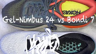 Asics Gel Nimbus 24 vs Hoka Bondi 7  Max Cushion Running Shoe Battle  Which Shoe is Right for You [upl. by Debarath607]