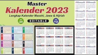 Master Kalender 2023 Lengkap Tanggal Jawa dan Hijriah Free CDR amp PSD  Calendar Design [upl. by Artima274]