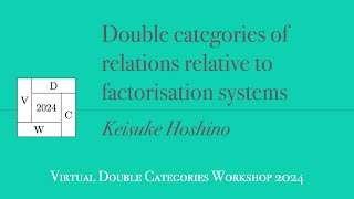 Keisuke Hoshino Double categories of relations relative to factorisation systems [upl. by Aleahc]