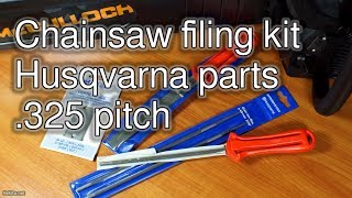 325 pitch chainsaw filing kit Husqvarna parts  Part 3 of 5 [upl. by Aillij312]